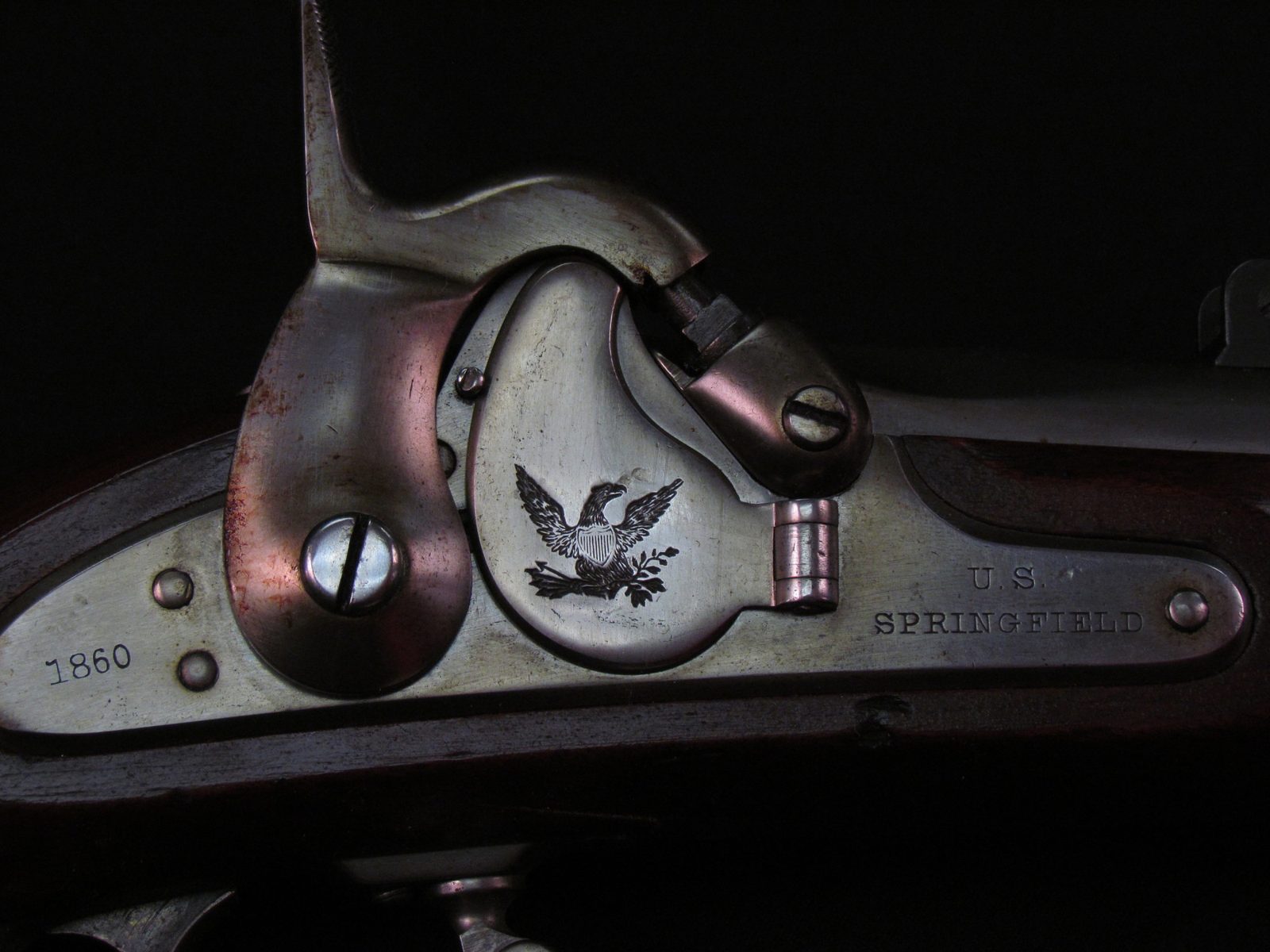 A Springfield Model 1855 percussion rifle-musket, the first U.S. regulation arm chambered for the .58-caliber Minié-pattern bullet