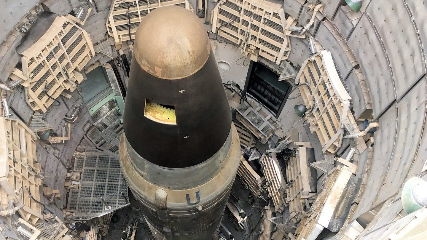 A preserved Titan II intercontinental ballistic missile inside its original underground launch silo, now the Titan Missile Museum in Arizona