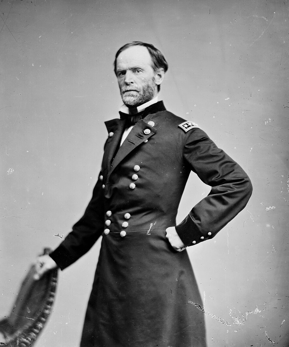 Portrait photograph of Major General William Tecumseh Sherman in Union Army uniform