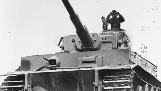 A German Tiger I heavy tank (Panzerkampfwagen VI) photographed during World War II
