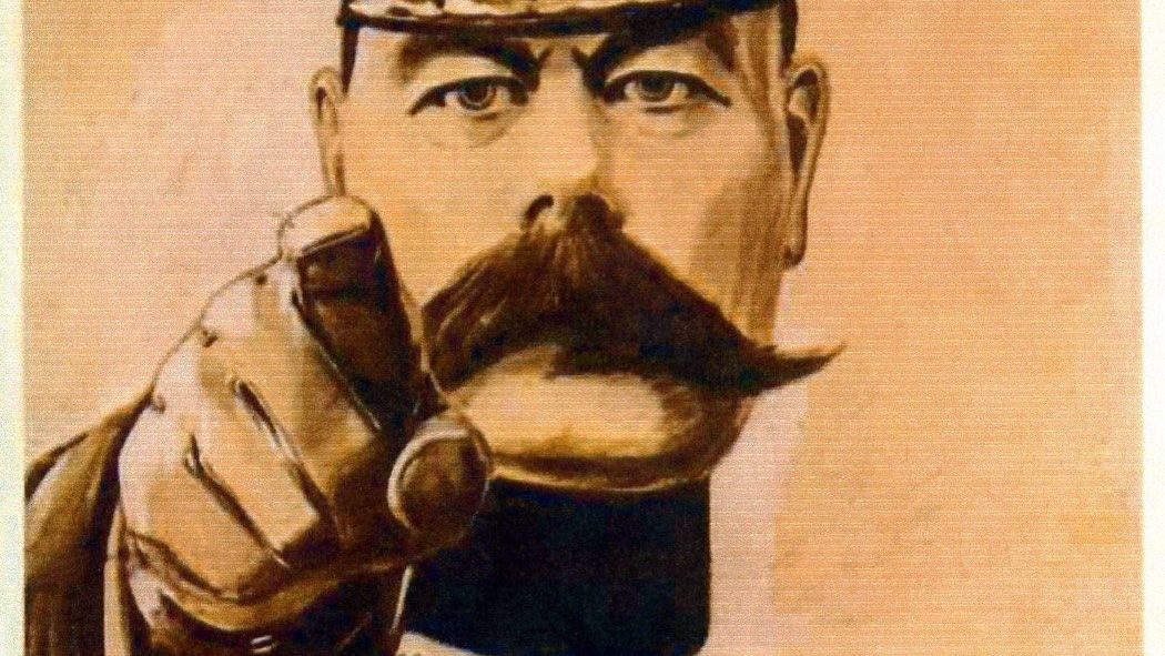 Alfred Leete's 1914 recruitment poster showing Lord Kitchener in uniform pointing directly at the viewer above the caption 'Your Country Needs You'